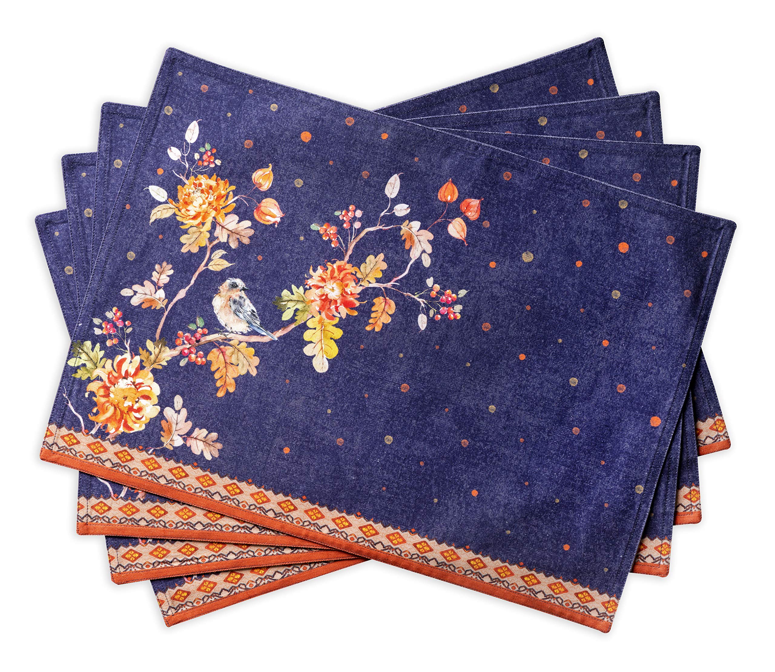 Maison D'hermine Kelim Set Di 4 Tovagliette 100% Cotone, Per Tavolo Da Pranzo, Cucina, Matrimonio, Uso Quotidiano, Cene, Ringraziamento/Natale (Infinity, 33Cm X 48Cm)-image