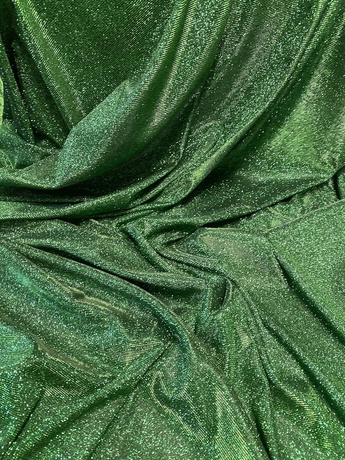Glittering Lurex Fabric - Shimmer and Shine with Metallic Sparkle - Fashion Fabric by The Yard - for Crafting and Embroidery - Polyester Stretch Fabric - 20 Yard (Emerald Green)