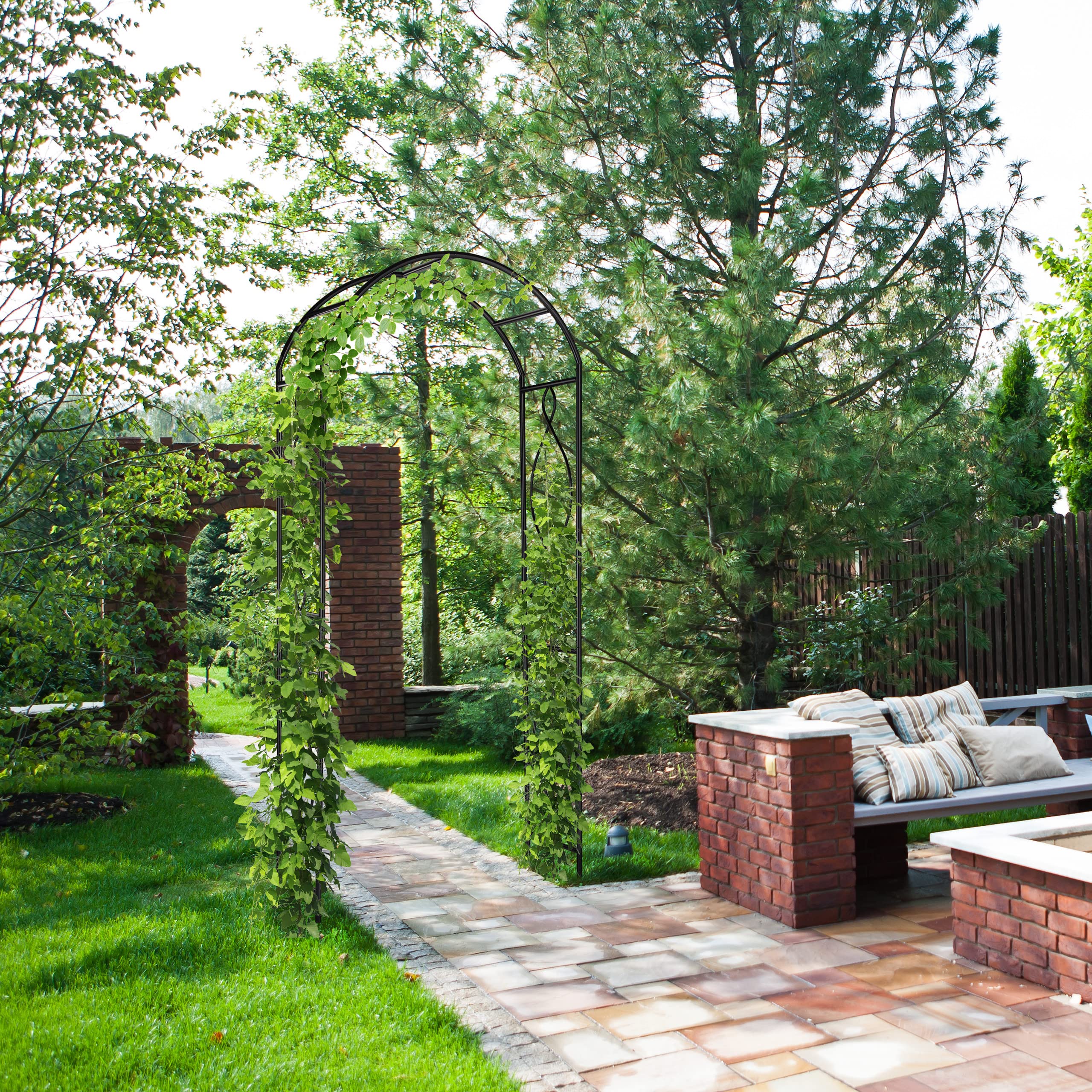 Relaxdays Arche à rosiers en métal, Portail de Jardin, HxLxP : 230 x 100 x 40 cm, rétro, tuteur Plantes grimpantes, Noir