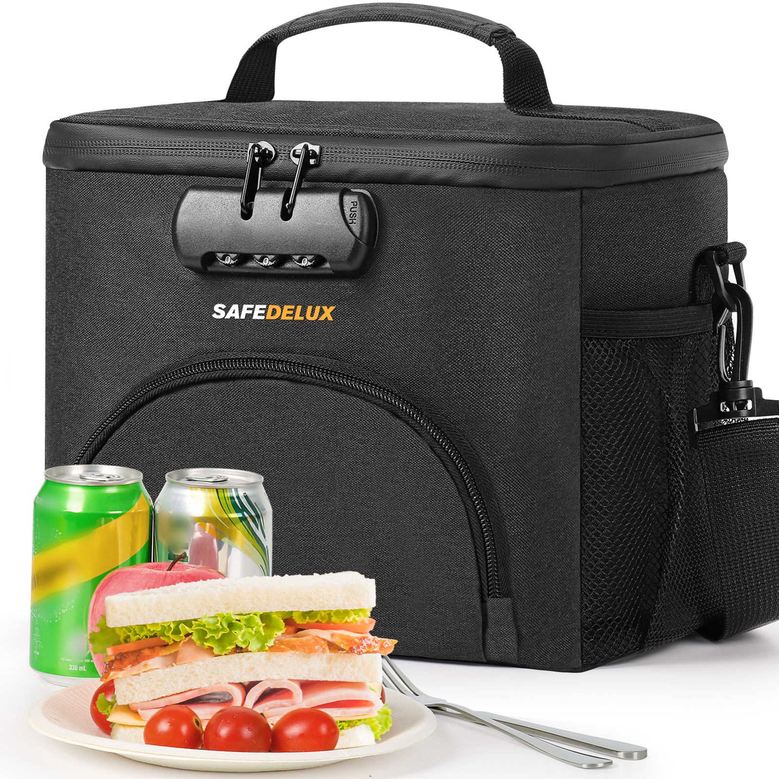 SafeDelux Insulated Lunch Bag with Combination Lock - Durable