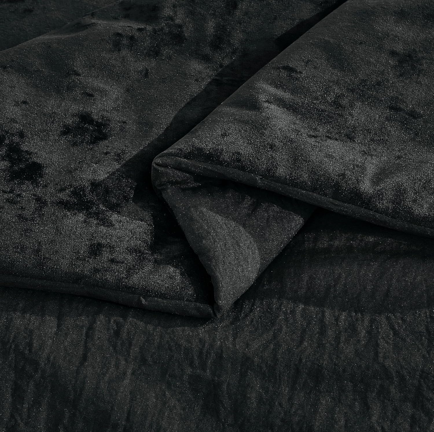 Chezmoi Collection Lux 3-Piece Black Velvet Comforter Set Queen Size, All Season Lush Plush Velvet Bedding Set with Soft Washed Microfiber Reverse - Image 6