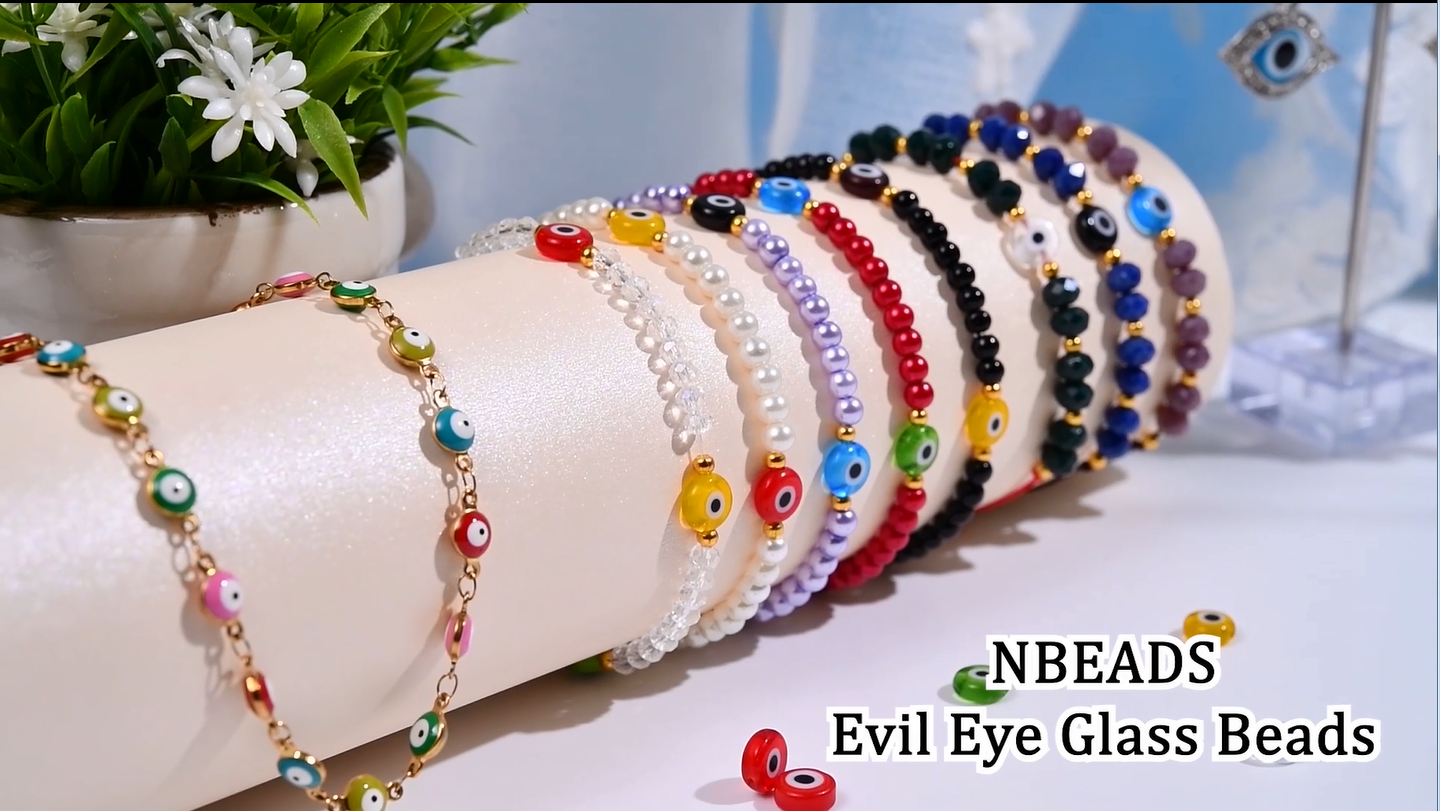 Inspirelle 100 Perline Occhio Di Allah In Resina, 10 Mm, Colori Assortiti, Foro 1,8 Mm Per Bracciali Fai Da Te