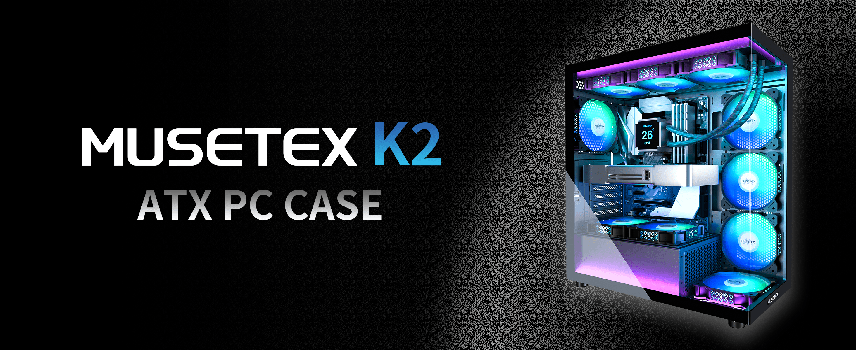 Amazon.com: MUSETEX ATX PC Case 7 PWM ARGB Fans Pre-Installed