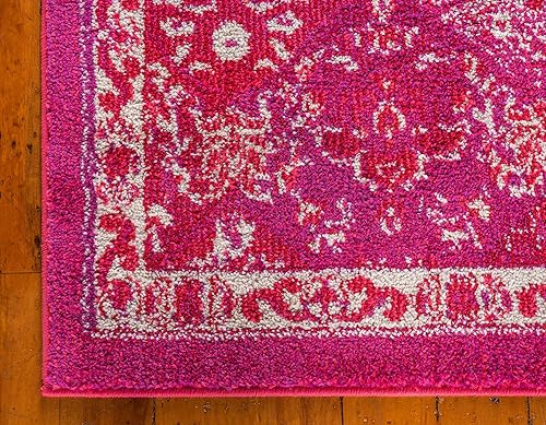 Miniatura 10 de Unique Loom Penrose Collection - Alfombra de área - Blake (5 pies 3 pulgadas x 7 pies 7 pulgadas, magenta/marfil)