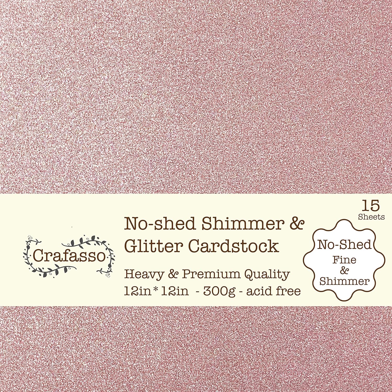 Crafasso No-Shed Shimmer Glitter cardstock, 12" x 12" 300GMS, 15 Sheets, Black