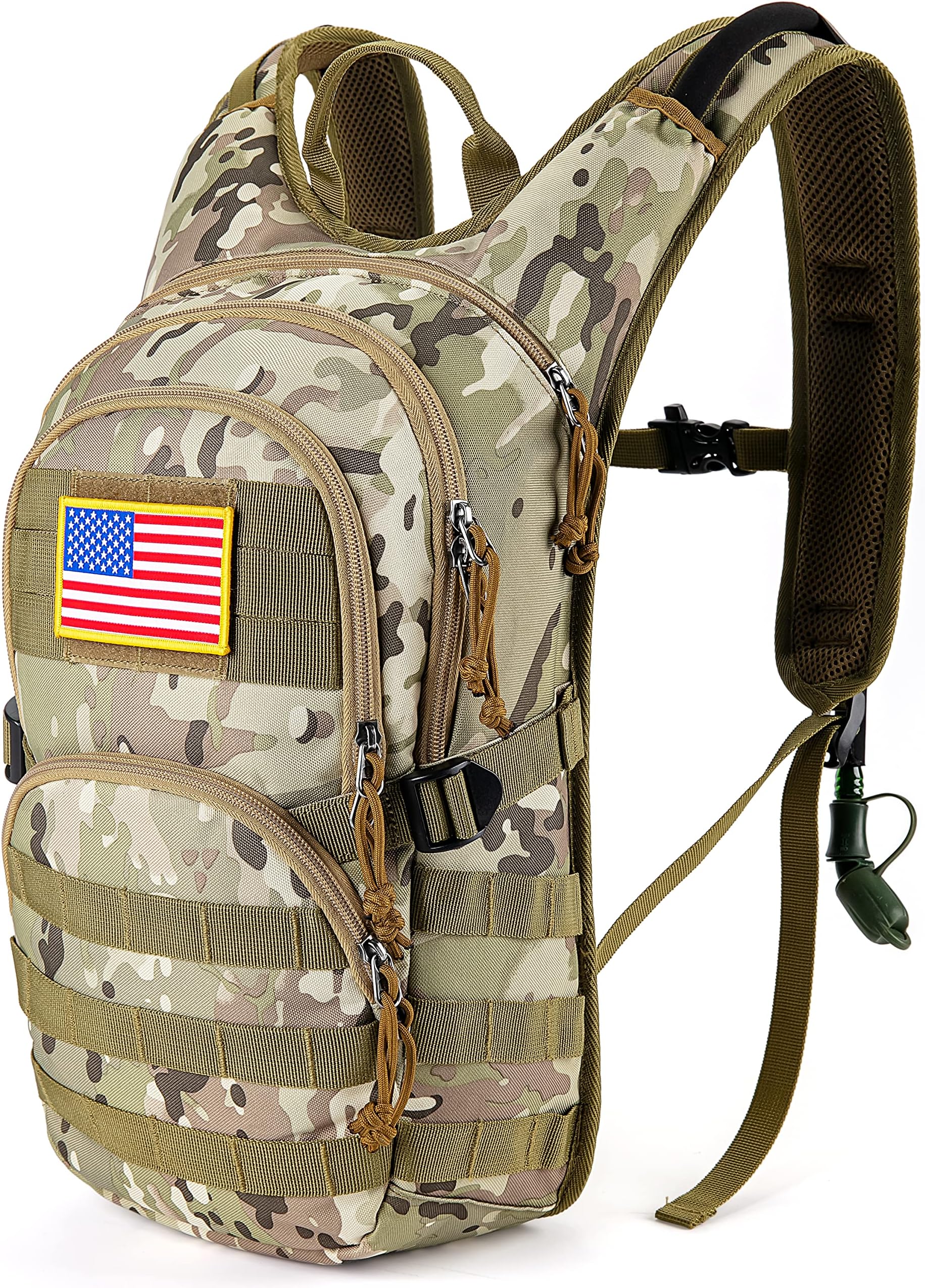 SHARKMOUTH Hydration Pack, Tactical Molle Hydration Pack Backpack 900D with 2L Hydration Water Bladder, Military Daypack for Running, Hiking, Cycling, Climbing, Hunting &Working Out