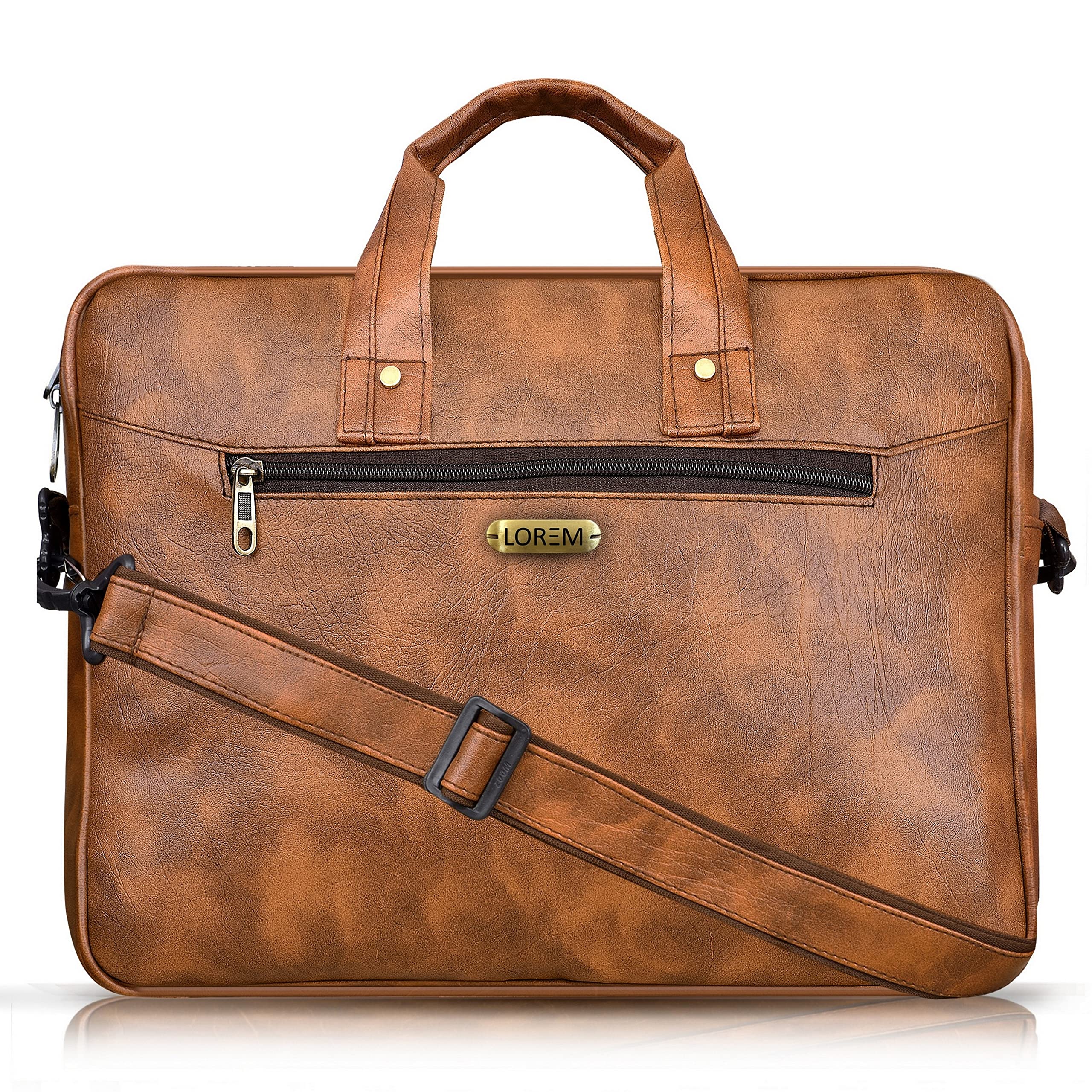 LOREM Tan Faux Leather 10L Laptop Messenger Bag for Men & Women BG09-UFBG (B0B58KL71Q) Amazon Price History, Amazon Price Tracker