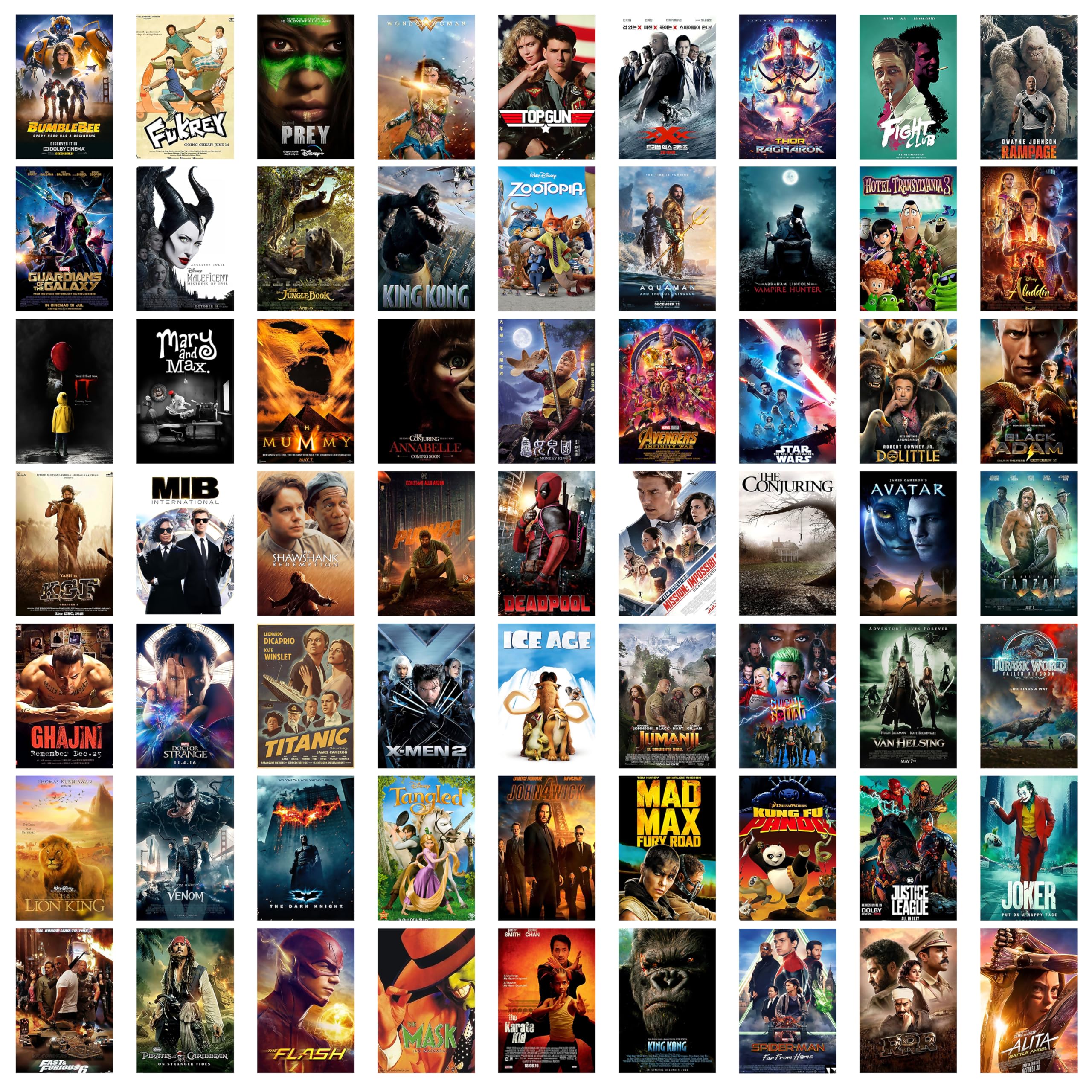 Paper Aesthetic Movie Wall Collage Kit for Bedroom, Study Room Walls Decoration Size:4.00X6.00 Inches (Set of 63 Decor Stickers Poster) Self-Adesive Poster, Home, Self-Adhesive