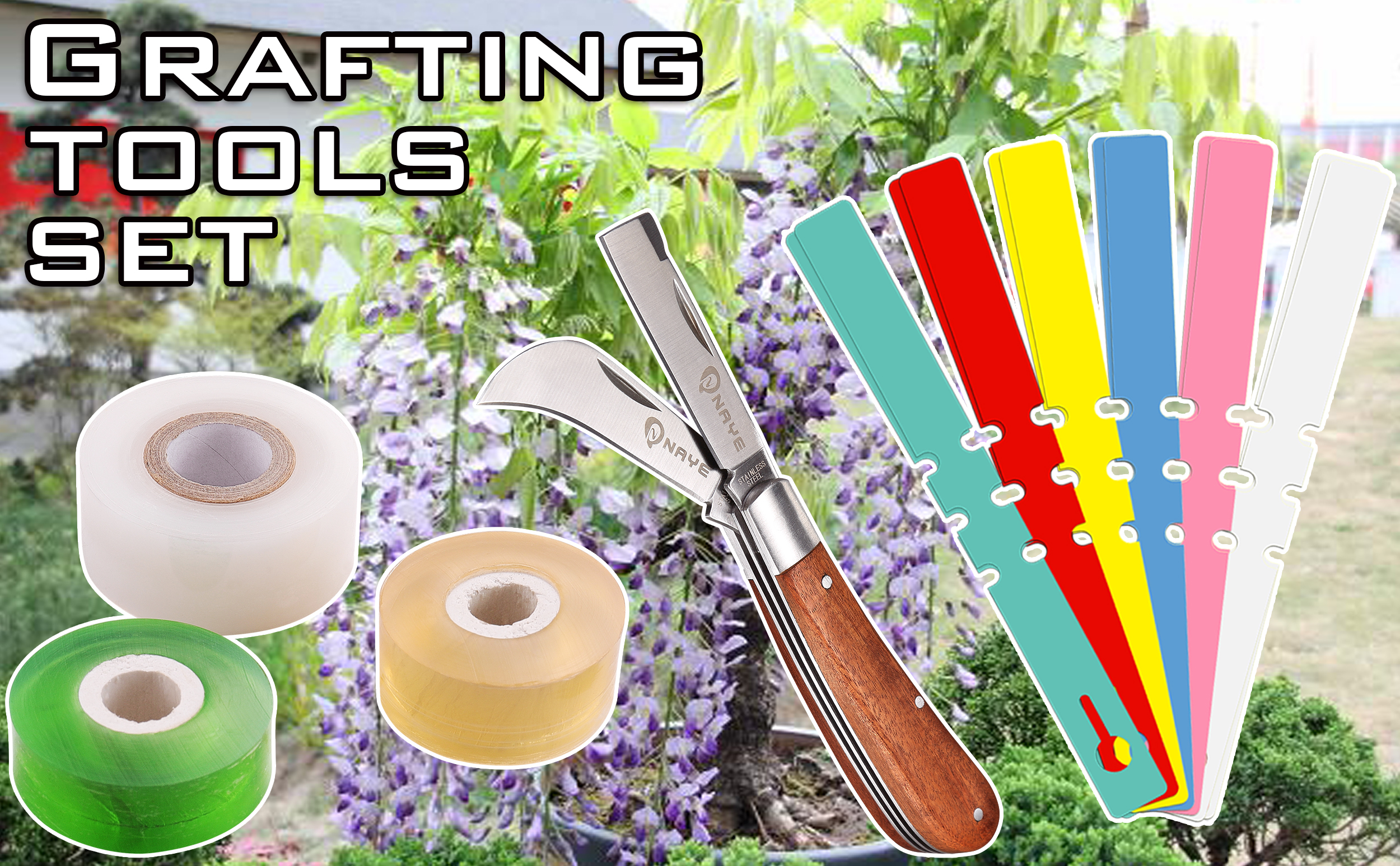Amazon.com : NAYE Garden Grafting Knife with Grafting Tapes and Plant Labels,Stailess Steel Striaght/Curved Blades for Pruning Fruit Tree Grafting Budding Tree Repair : Patio, Lawn & Garden