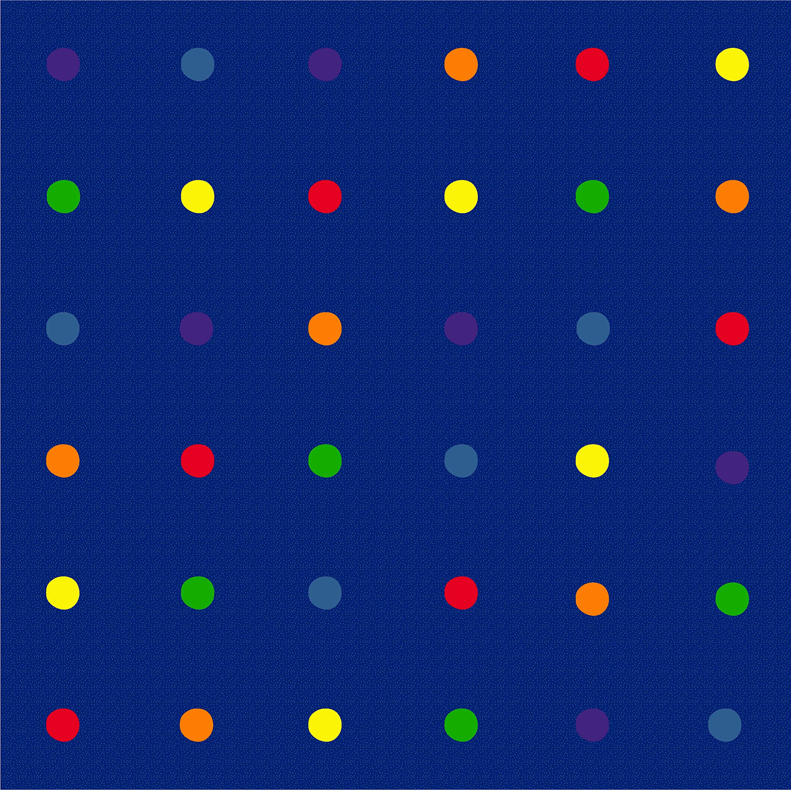 KidCarpet On The Spot Seating Classroom Rug, 12' x 12' Square, Multi on Blue