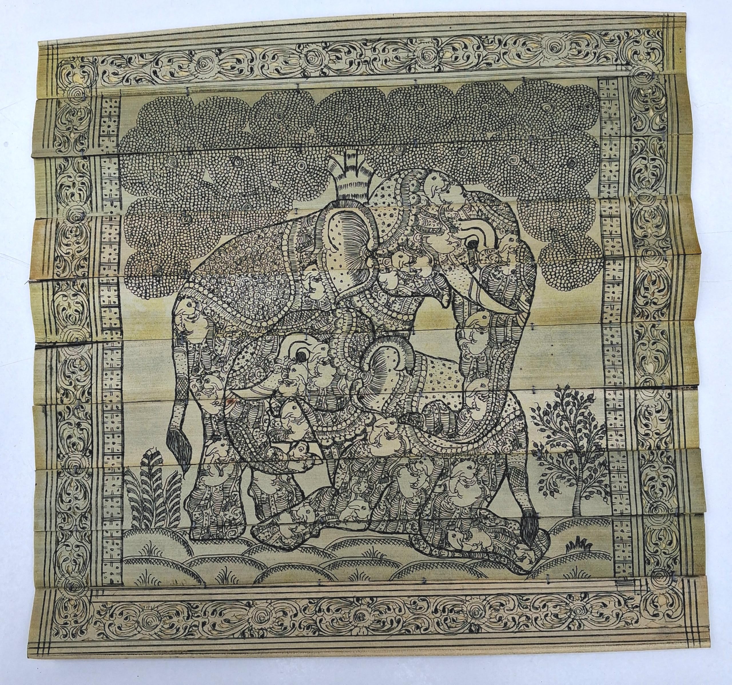 Handmade Odisha Talapatra Composite Elephant Palm Leaf Wall Art | Traditional Hand Engraved Décor-image-31