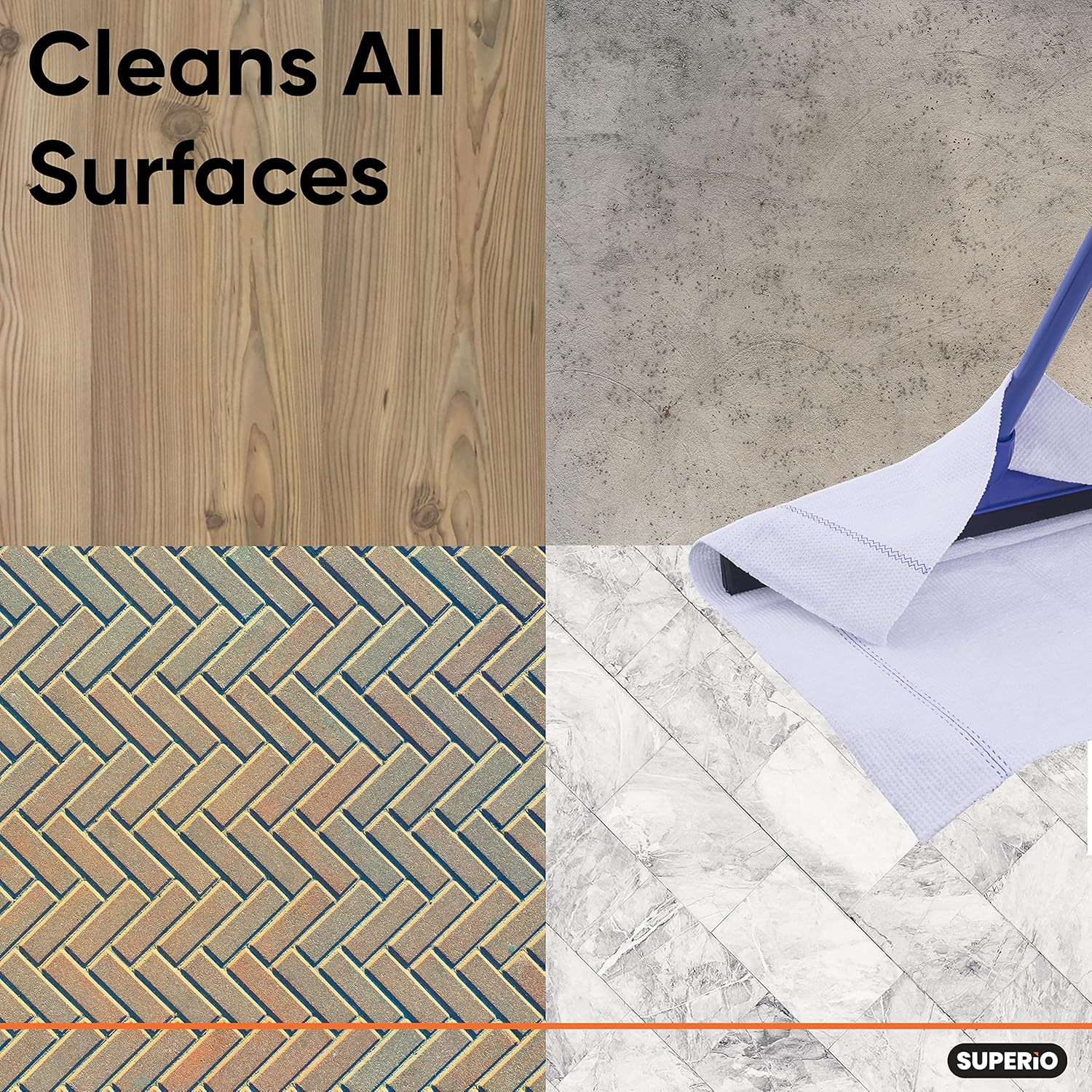 Superio Squeegee Mopping Towel Floor Cloth White Cloth for Cuban Style Mop, Israeli Sponga, Kitchen, Bathroom Cleaning, Tile, Stone, Wood, Floor Washing, Drying Towel -18"x24", 6 Pack