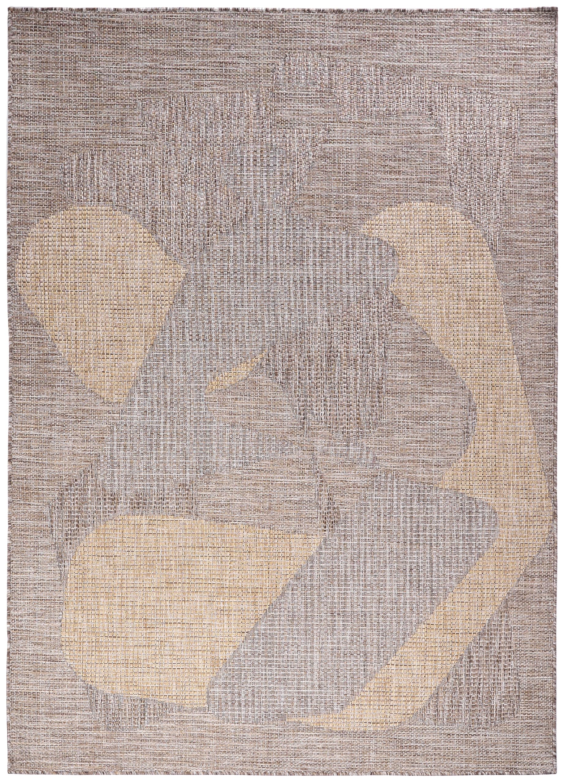 TAPISO Yucana Tapis d'Extérieur Tissage Plat Robuste Résistant aux Rayons UV Imperméable Tapis Intérieur & Extérieur Balcon Terrasse Marron Crème Motifs Abstraits Moderne 160 x 230 cm