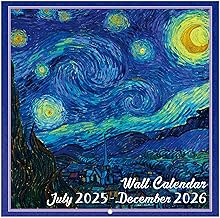 Wall Calendar 2025-2026 - Calendar 2025-2026, 18-Month Monthly Wall Calendar 2025-2026 from Jul. 2025 - Dec. 2026, 12" x 24" (Open), Unruled Blocks - Art Paintings
