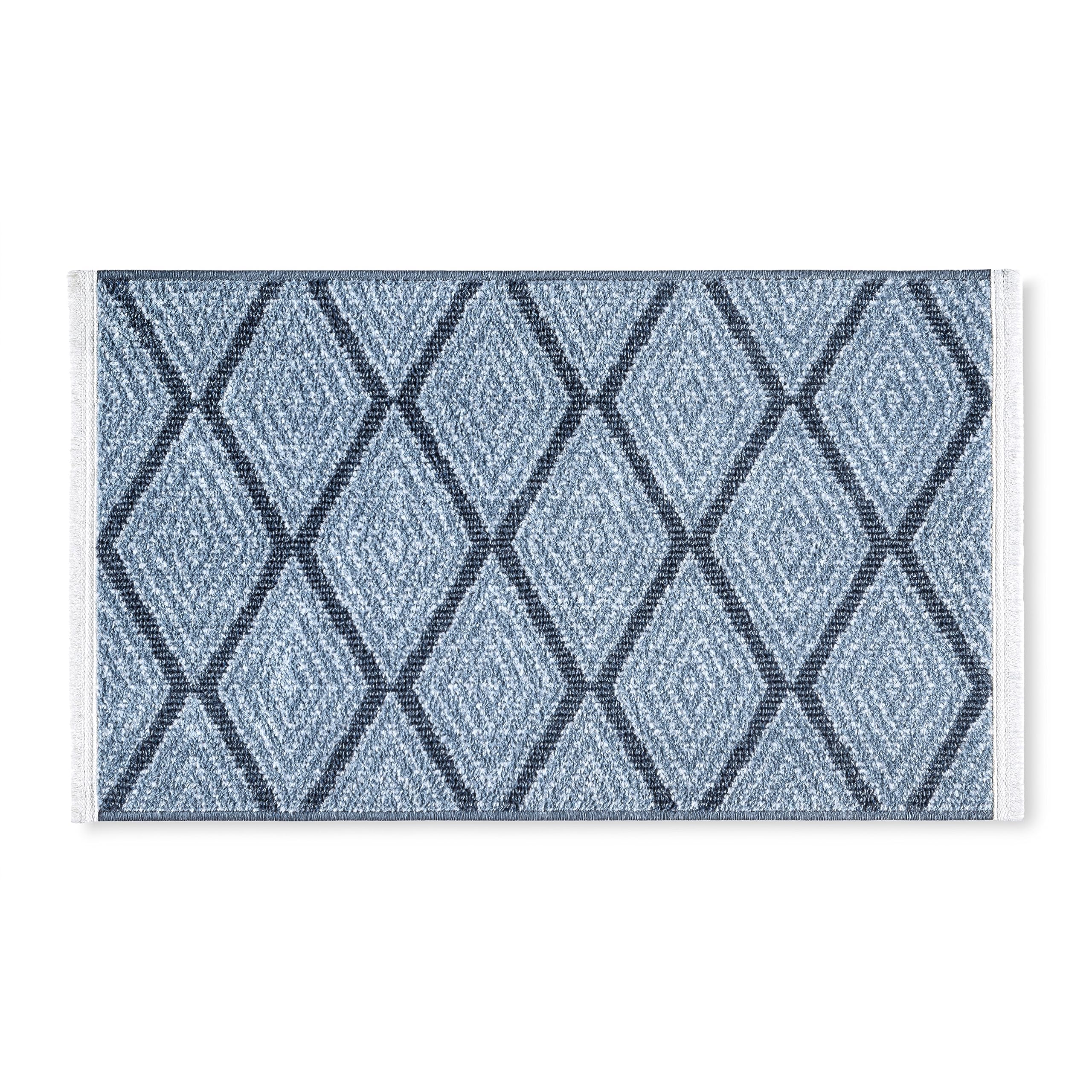TOWN & COUNTRY EVERYDAY Rein Solid Diamond Everwash™ Washable Area Rug with Non-Slip Backing, Pet Friendly Rug, Blue, 21"x35"