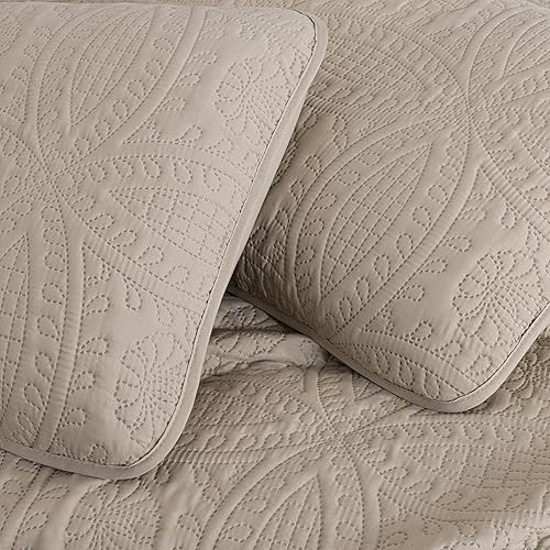 Vista 157 de Chezmoi Collection Austin - Juego de colcha tamaño Queen de 3 piezas Pinsonic acolchada de gran tamaño, tamaño Queen, terracota