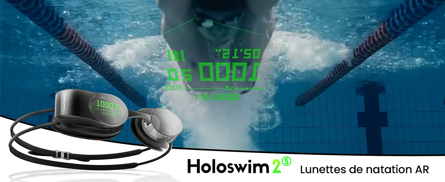 Lunettes De Natation Intelligentes Holoswim 2S - Mesure En Temps Réel Vitesse, Distance, Fréquence - Écran AR, Anti-Buée TÜV, Étanchéité IPX8 - 2