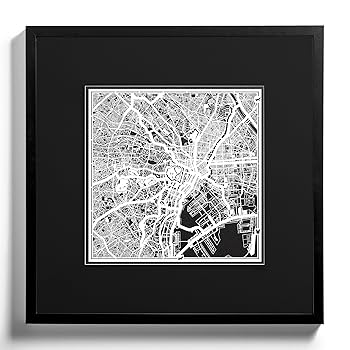 Amazon.co.jp: 東京切り絵地図、白、30x30センチ、オリジナル