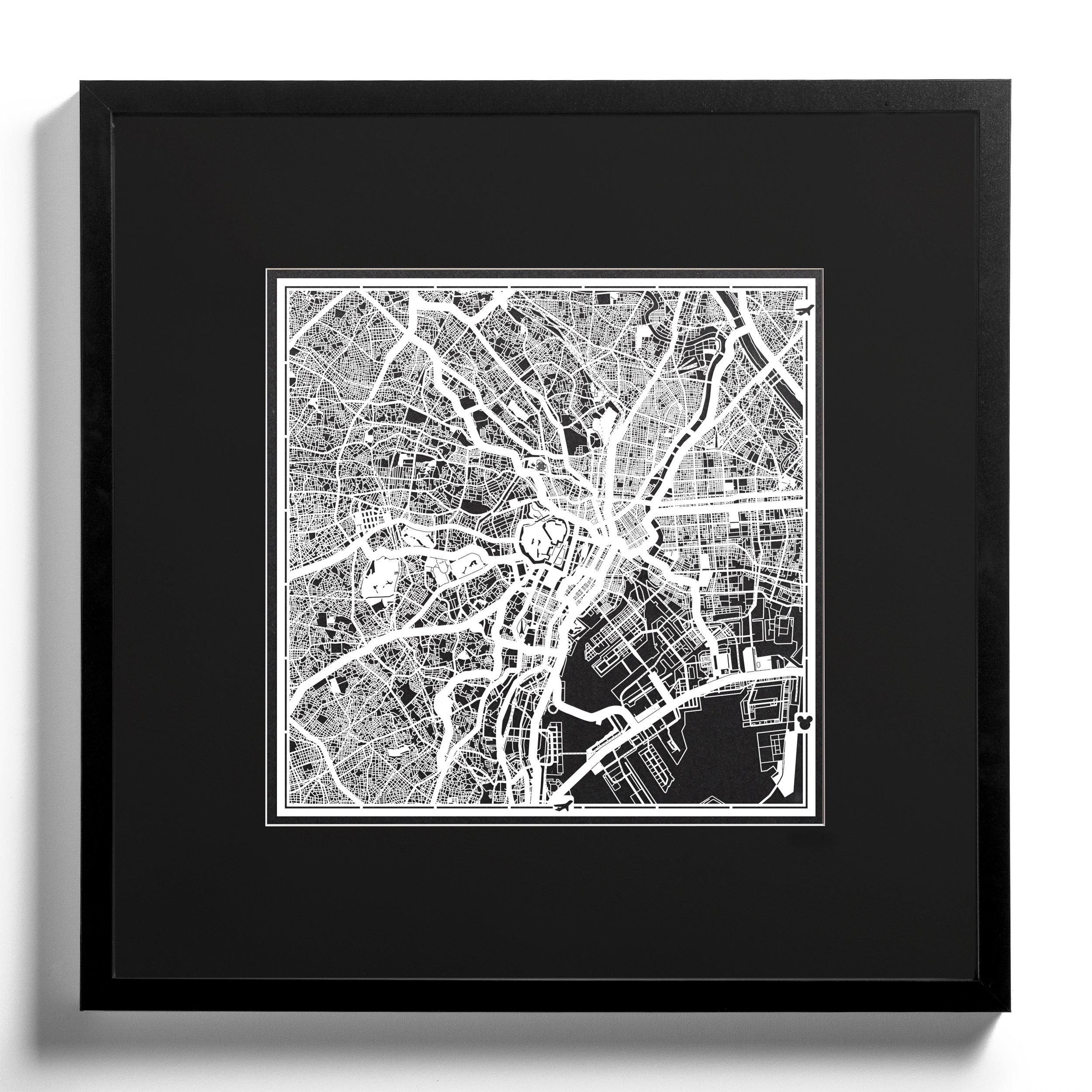 切り絵 Amazon.co.jp: 東京切り絵地図、白、30x30センチ、オリジナル