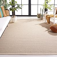 SAFAVIEH NF143C Sisal Area Rug 10x14 Marble Beige Natural Fiber Woven Border - Coastal Farmhouse Large Rug