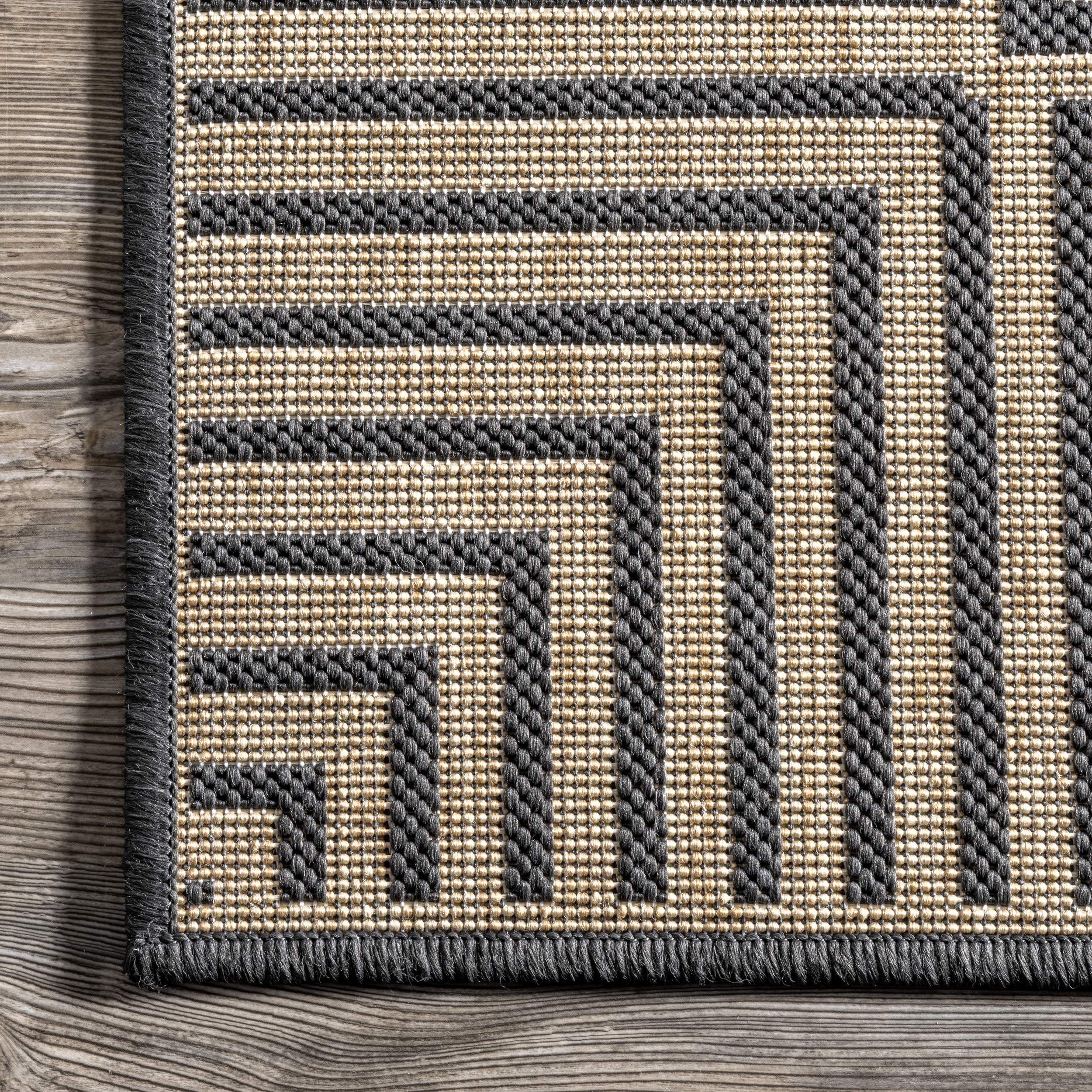nuLOOM Asha Simple Border Indoor/Outdoor Area Rug, 4' x 6', Dark Grey