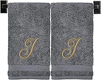 Vista 111 de Toallas de mano beige para baño, monogramadas, toallas turcas de algodón de lujo, bordadas en Estados Unidos, juego de 2, elige el color y la letra