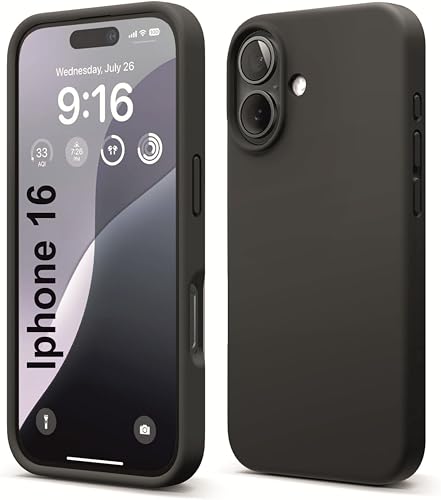 Image of SBMS Liquid Silicone Case for Apple iPhone 16 6.1-Inch, Silky-Soft Touch Full-Body Protective Phone Case, Shockproof Back Cover Case Pouch for iPhone 16 (Black)