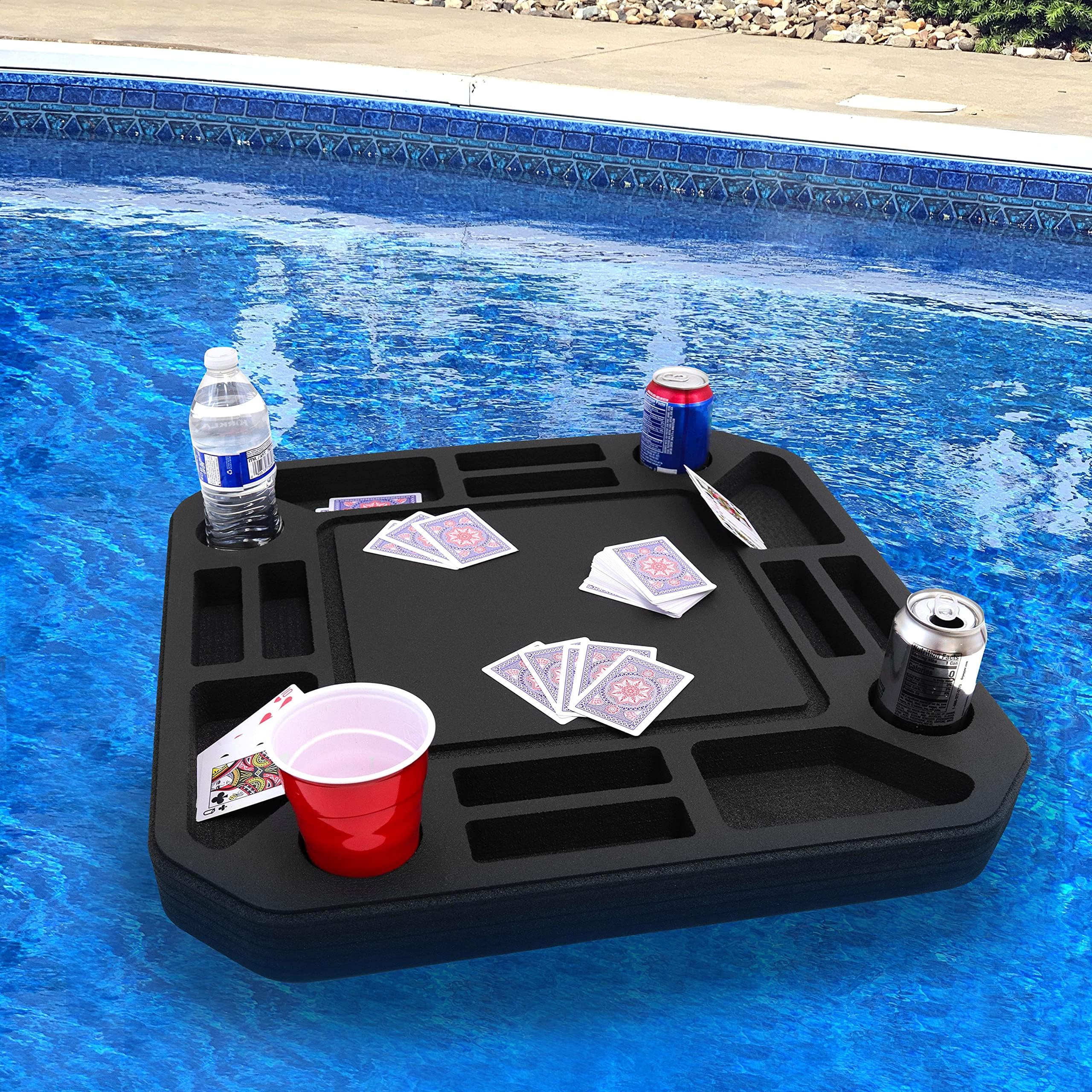 Polar Whale Floating Poker Game or Card Table Tray for Pool or Beach Party Float Lounge Durable Foam Drink Holders with Waterproof Playing Cards Deck UV Resistant