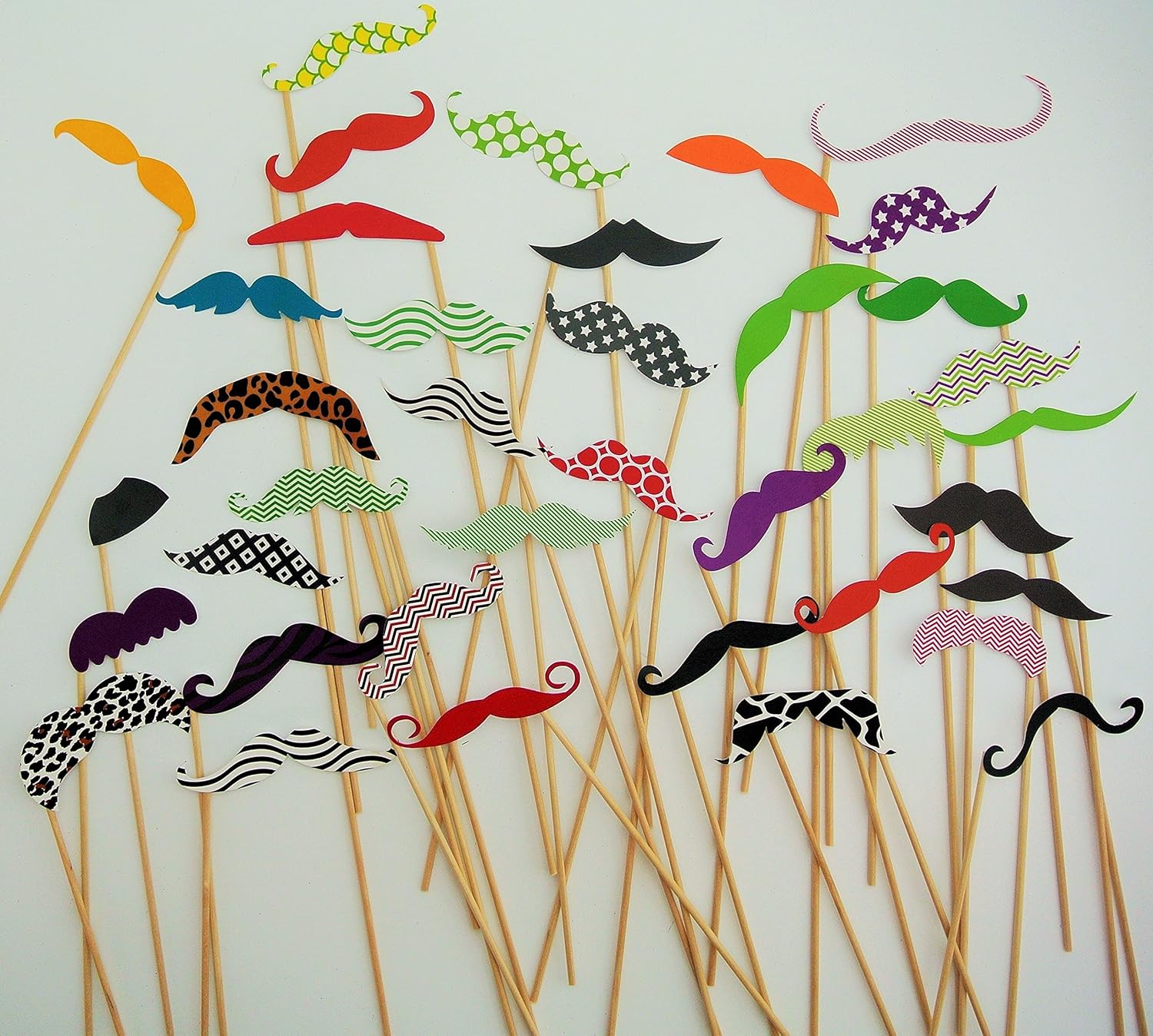 38 Pc Photo Booth Party Props Mustache on a Stick 38 : Home & Kitchen
