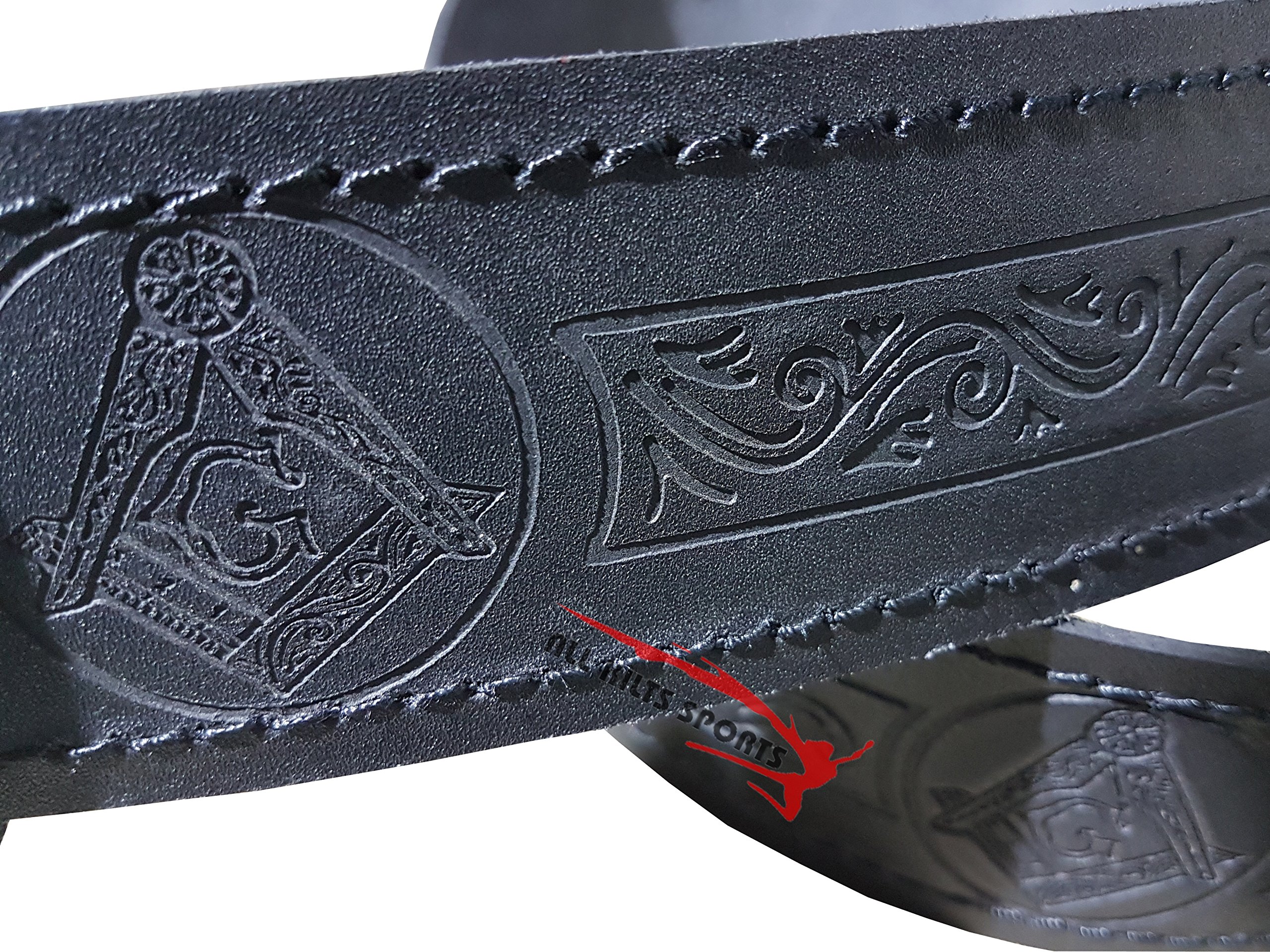 All Kilts Sports Scottish Highlander Black Leather Embossed Mesonic Kilt Belt (S(26-28-30))