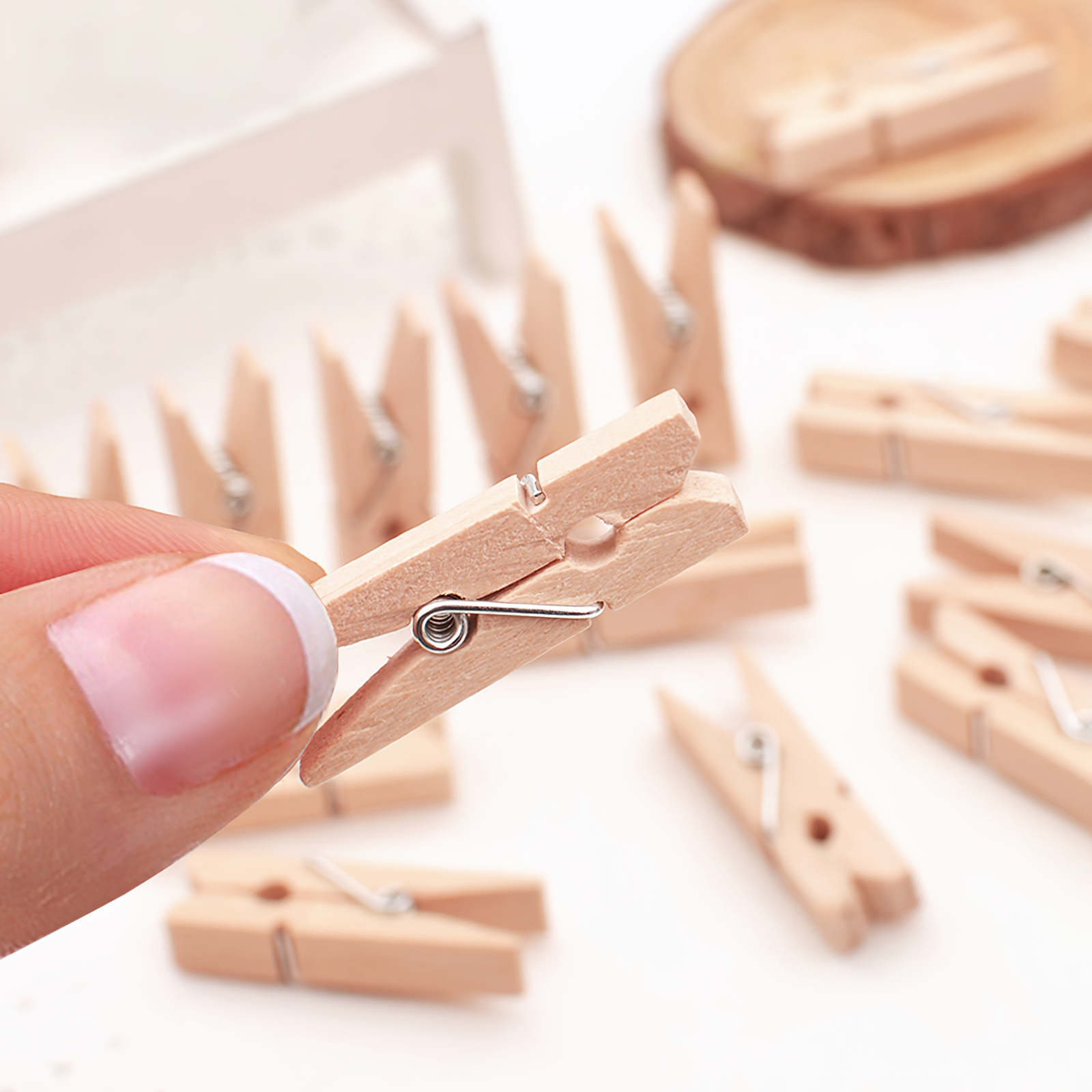 Clothes-Pins-Mini-Clothespins-Mini-Clothes-Pins-for-Photo-100-Pack-Wooden-Small-Clothes-Pin-with-Storage-Box-Tiny-Decorative-Clothespin-for-Little-Baby-Shower-Photos-Clips-Pictures-Crafts-Display