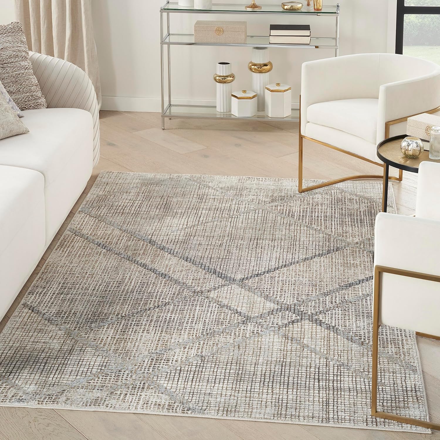 Nourison Home Sparkle Grey Mocha 7'10" x 9'10" Area Rug - Easy Clean, Non Shedding, Bed Room, Living Room, Dining Room, Kitchen (8' x 10')