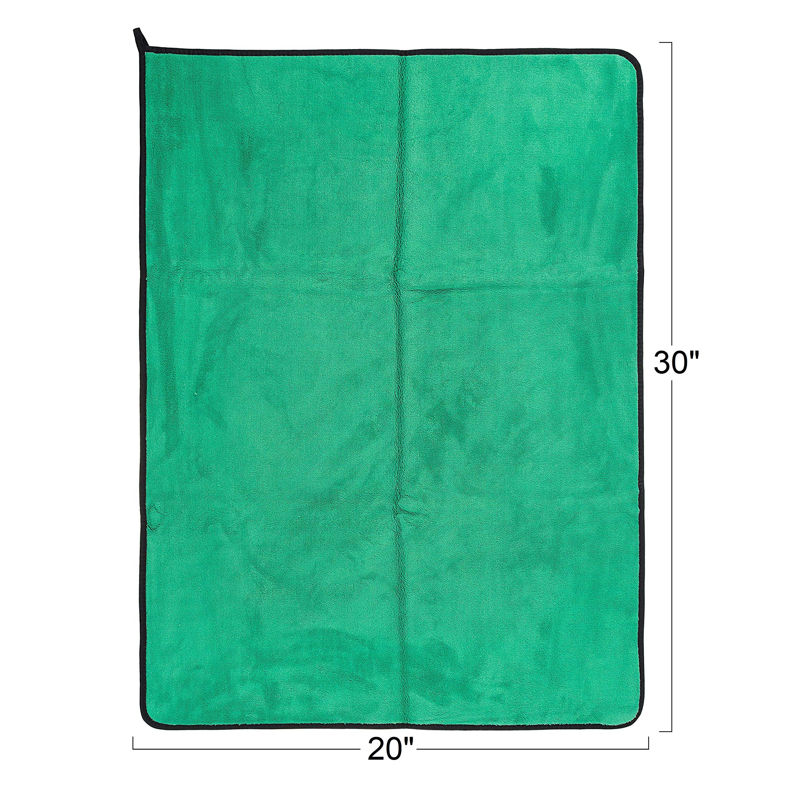 Toalla de secado de microfibra de 800 g/m², color verde | Paño de limpieza de felpa grande de 50 x 76 cm para lavar el coche, detallar, pulir, hogar, baño, vidrio, sin pelusa y antiarañazos.