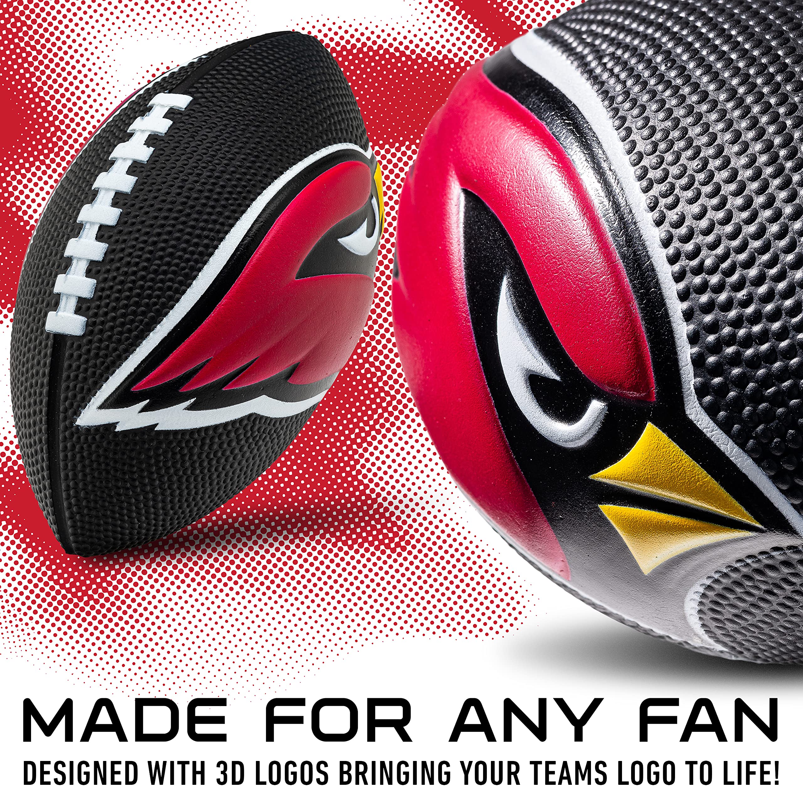 Franklin Sports Pallone da Calcio NFL Arizona Cardinals - Kids Foam Football - Soft Football - Mini Size Gameday - 8.5" 3D Logos!
