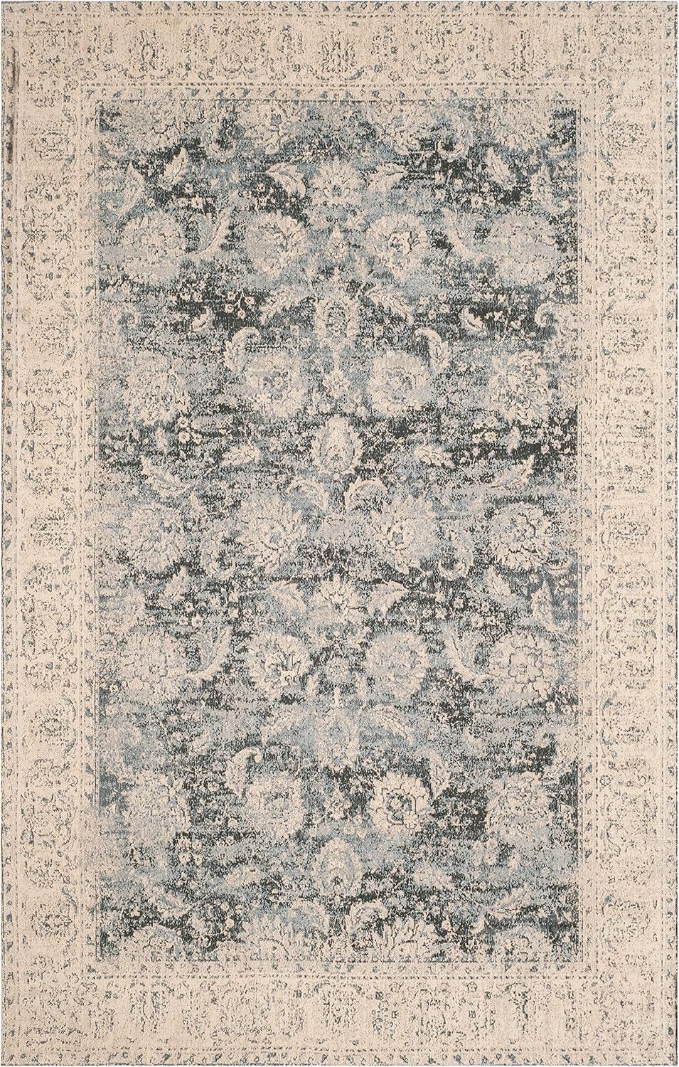 SAFAVIEH Classic Vintage Collection Area Rug - 5' x 8', Cream & Grey, Oriental Distressed Cotton Design, Easy Care, Ideal for High Traffic Areas in Living Room, Bedroom (CLV306A)