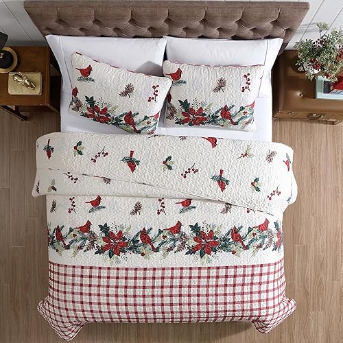 Miniatura 8 de Beatrice Home Fashions Juego de ropa de cama ligero tamaño King, diseño a cuadros, rojo, negro, verde