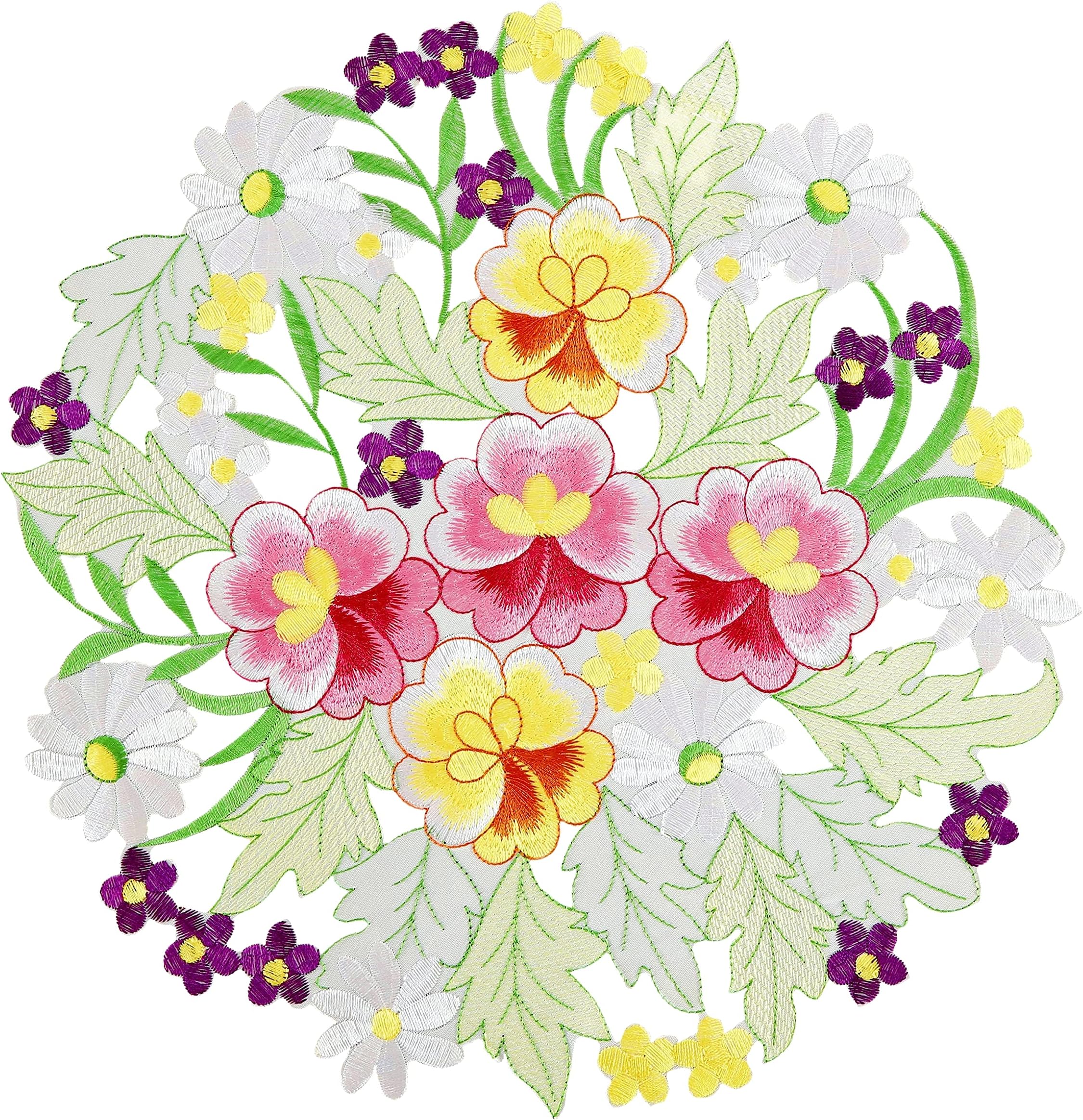 Creative Linens 4PCS Embroidered Rose Daisy Floral Cutwork