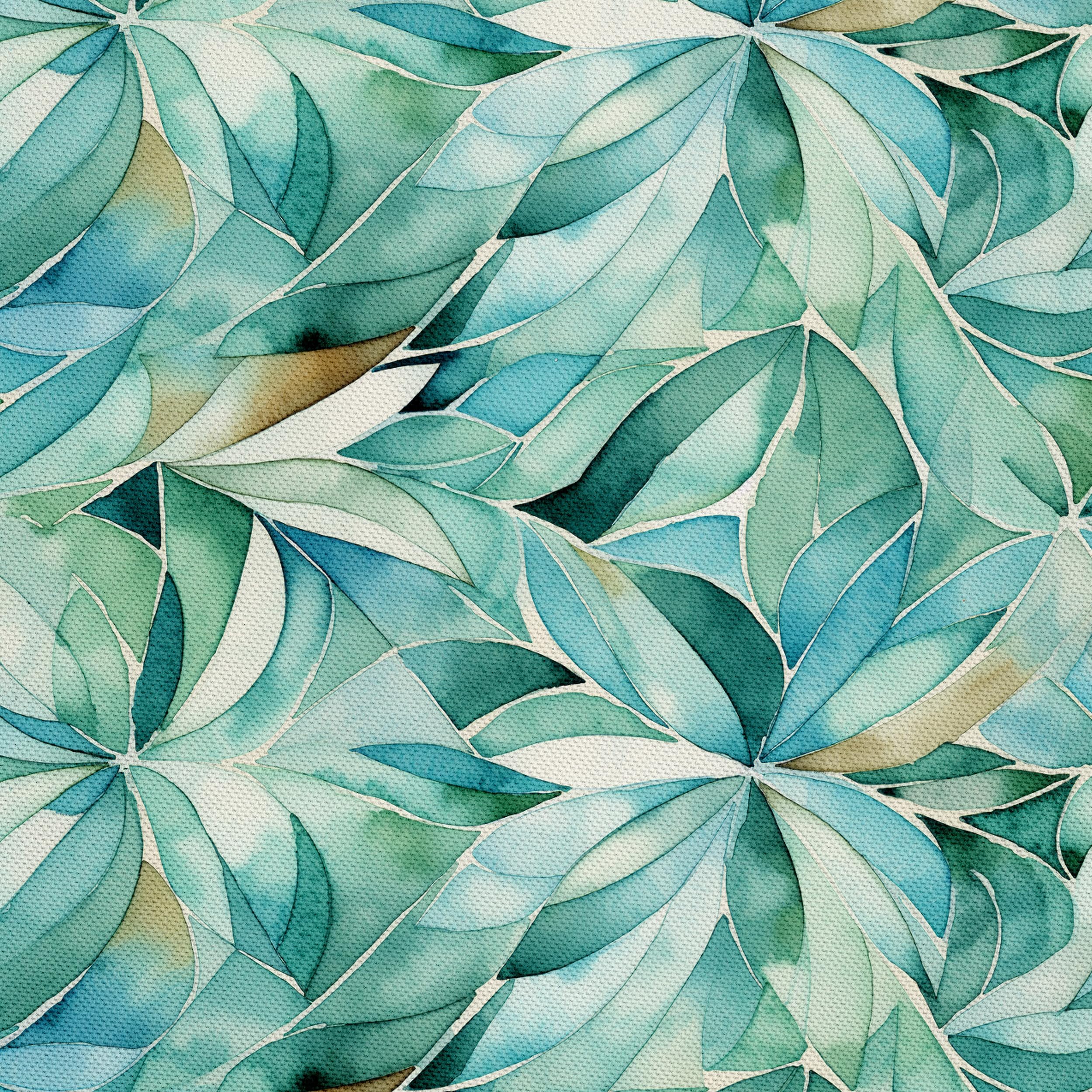 HEKO PANELS Stoff Oxford Wasserdichte Meterware Canvas-Stoff Polyester Nähstoff Dekostoffe Handwerken Wasserabweisend Blickdicht Pflanzen Aquarell Wasserfarbe 5 Meter 155 x 500 cm DX2611