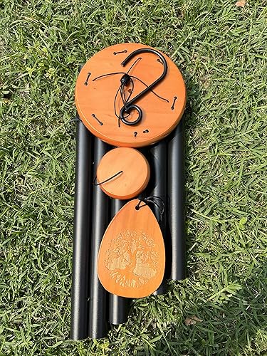 Miniatura 6 de Campanillas de viento conmemorativas del árbol de la vida al aire libre, gran tono profundo, campanillas de viento de condolencias de madera, regalo