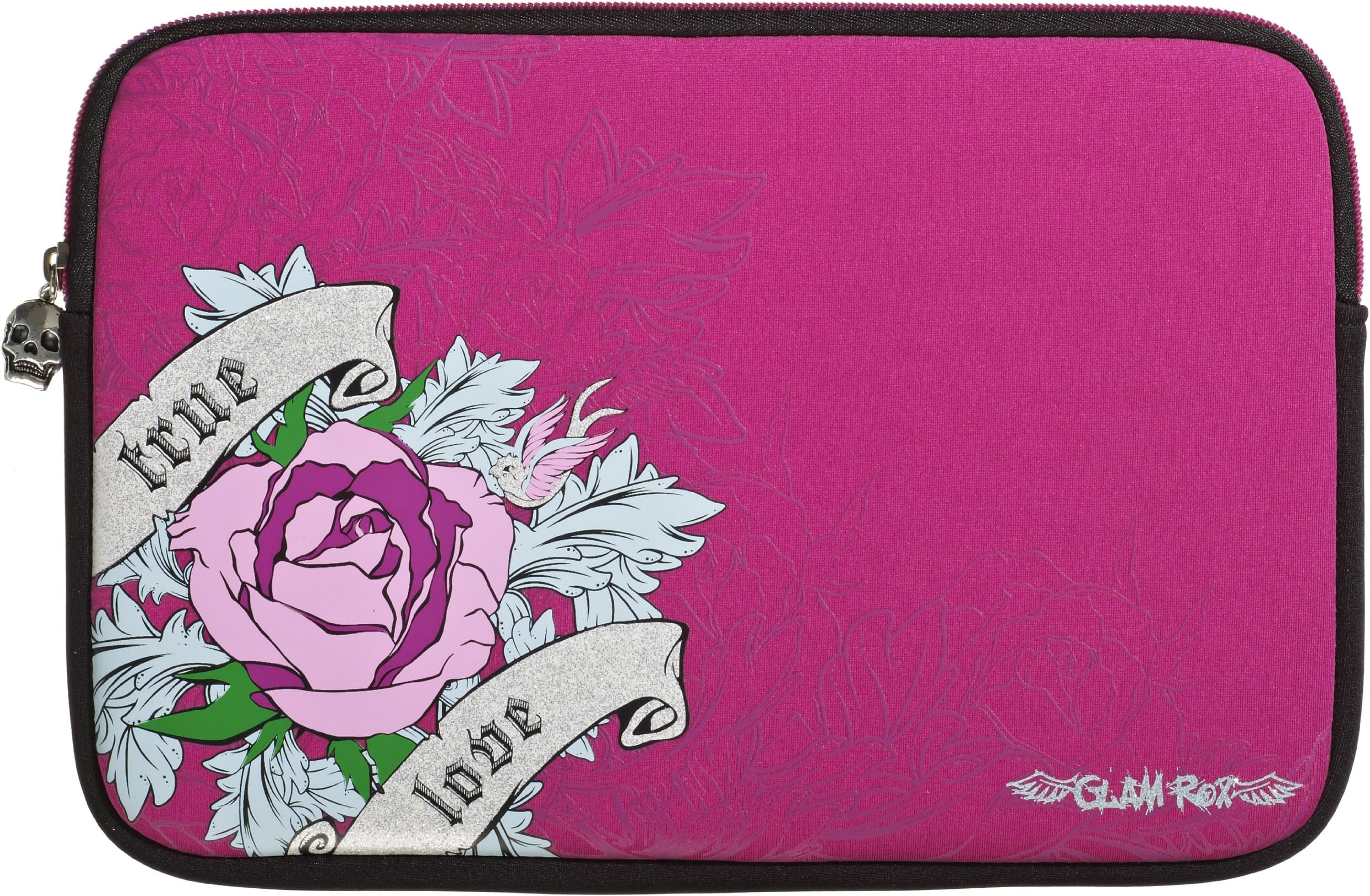 Lazerbuilt Glamrox Pink Rose (10-11 Inch Tablet/eReader/Netbook) Durable Neoprene With Cushioned Interior Soft Zip Case Cover Sleeve suitable for Toshiba Encore 2 10.1 Inch Tablet