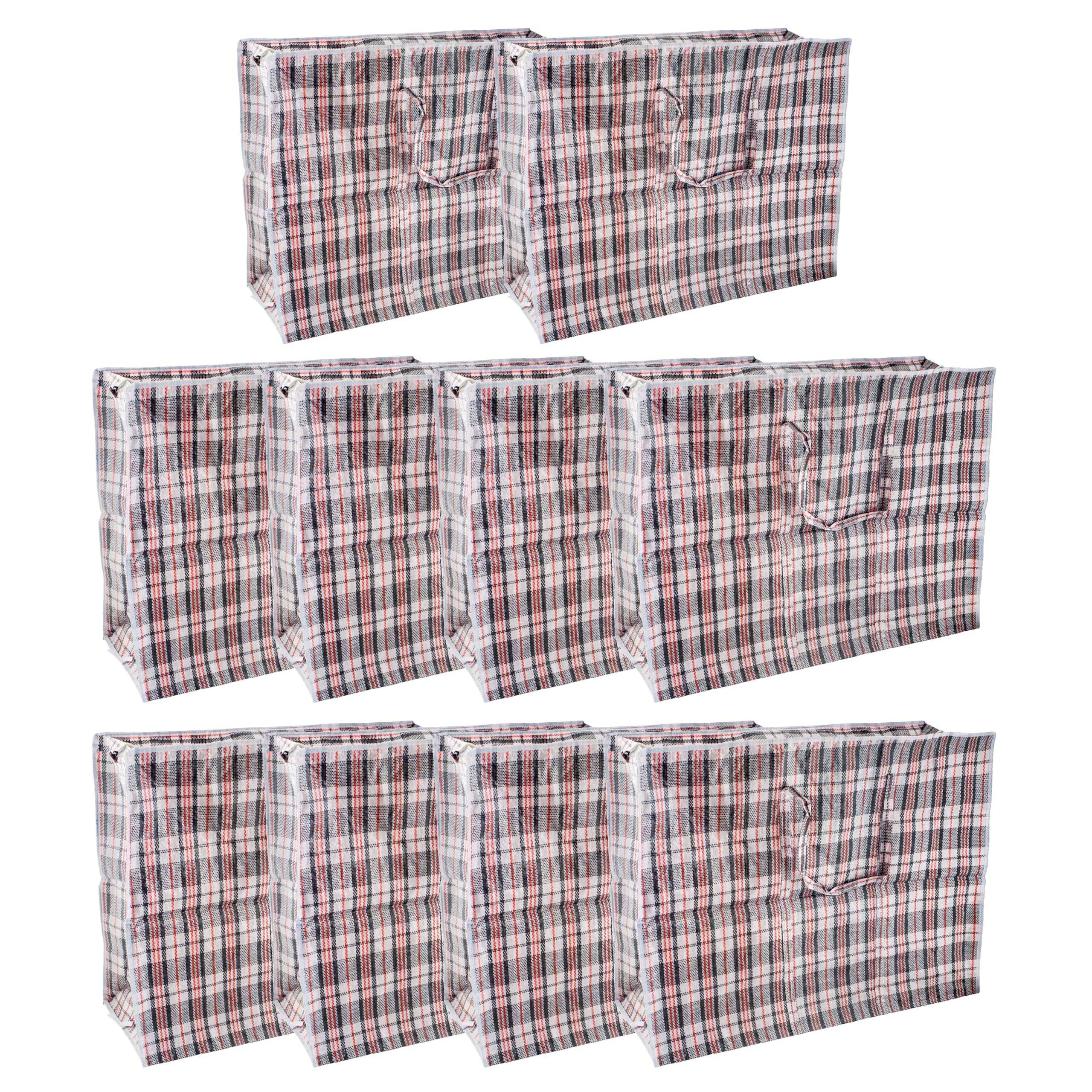 Homeshopa.com 10 Pack Homeshopa Jumbo Laundry Bags, Heavy Duty Strong Durable Storage Bags For Laundry Moving House, Shopping, Clothing, Reusable Checkered Bag With Zipper & Handles, Waterproof Carrying Totes Bag