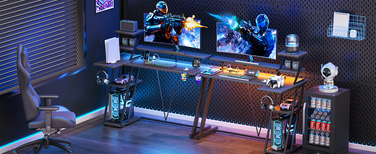 Amazon.com: 40 Inch Gaming Desk with LED Lights & Power Outlet