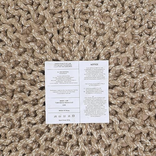 Miniatura 8 de REDEARTH Puf otomano redondo bohemio, puf bohemio de cordón de punto trenzado, reposapiés de relleno para sala de estar, guardería, dormitorio,