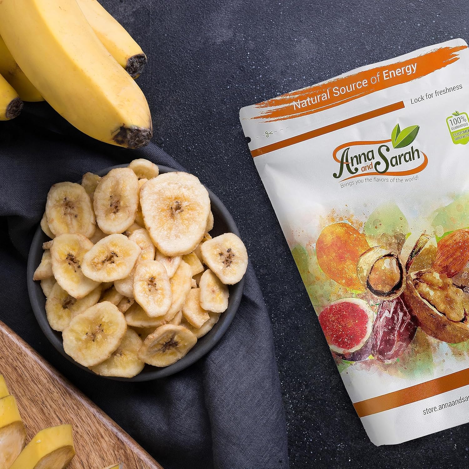 Anna and Sarah Sweetened Banana Chips 2 lbs Resealable Bag - Crispy, Delicious Dried Snack