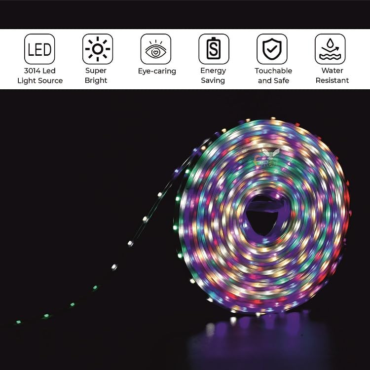 Image of Errol led Strip Lights for Home Decoration | Waterproof led Rope Lights | Energy Saving Strip Light for Room | Home Decor Lights for Diwali, Christmas, Outdoor (Multicolor, 15 Meter)