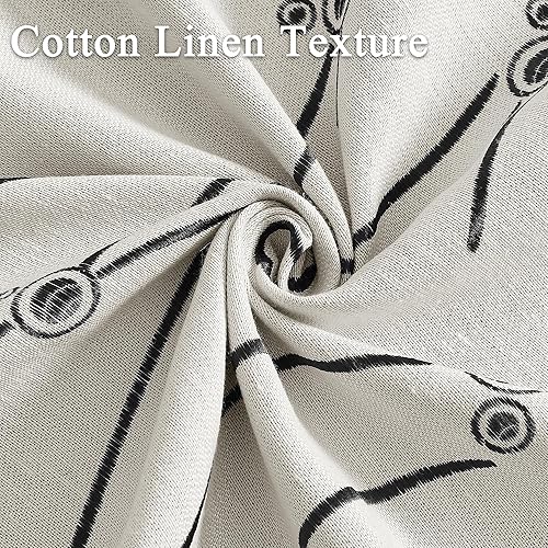 Miniatura 6 de Cortinas texturizadas de lino de 90 pulgadas de largo para sala de estar, cortinas bordadas para oscurecer la habitación, cortinas para dormitorio,