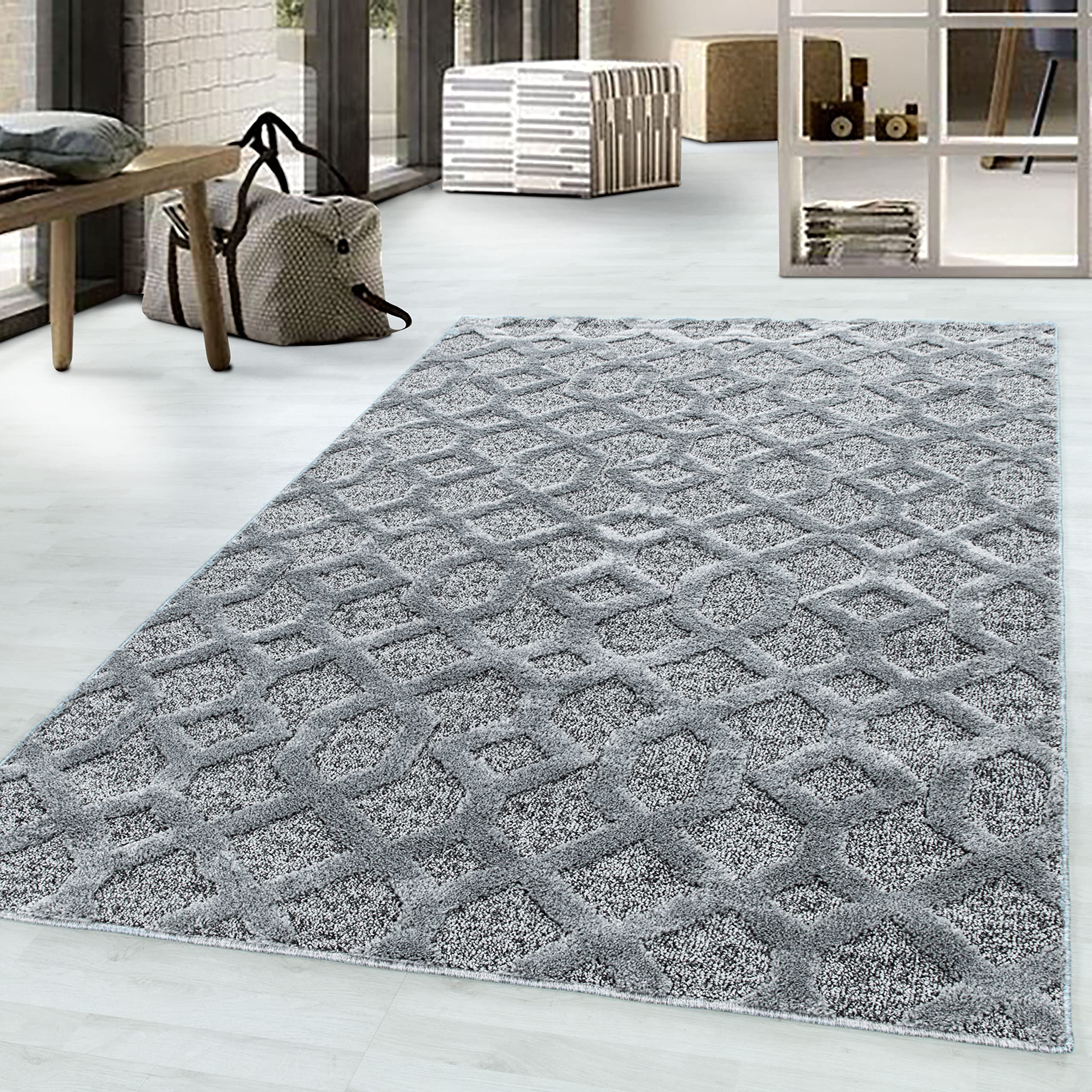 Giantore Design Rug Diamond Pattern Short Pile Rug Flat Pile Living Room