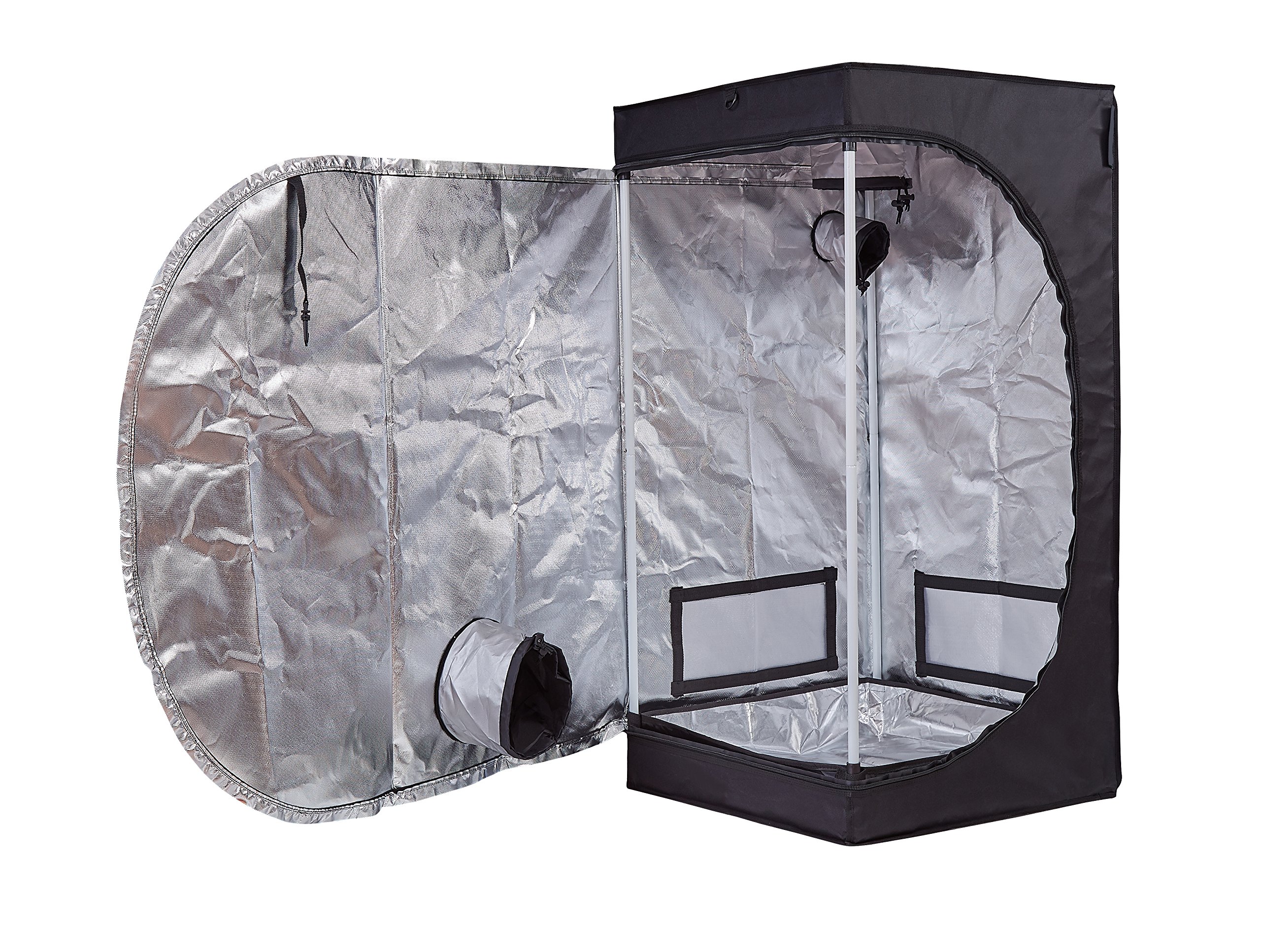 Hongruilite 24''x24''x48'' 600D High Reflective Mylar Hydroponic Grow Tent Dark Room with Removable Floor Tray for Indoor Seedling Plant Growing (24''x24''x48'')