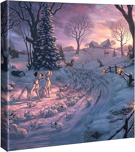 Thomas Kinkade Studios 101 Dalmatians on the Run - Lienzo envuelto en galería, 14 x 14