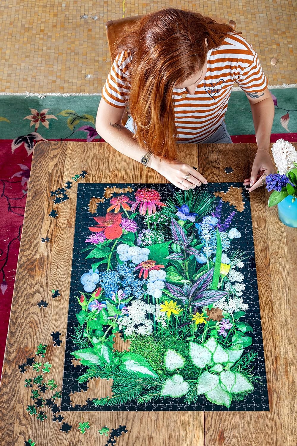 eeBoo: Piece and Love Summer Garden 1000 Piece Rectangular Adult Jigsaw Puzzle, Jigsaw Puzzle for Adults and Families, Includes Glossy, Sturdy Pieces and Minimal Puzzle Dust